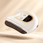 White Gua Sha electronic device with digital display on a beige background