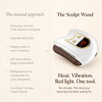 Sculpt Wand device with text on a beige background