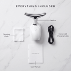 Conotour wandwith cleaning cloth, user manual, and micro-USB charging cable on a white background